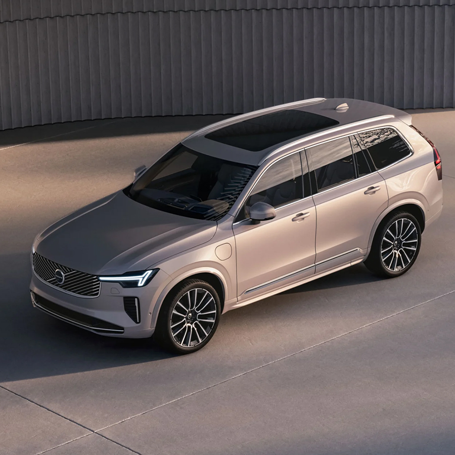 Top-angled front and side view of the Volvo XC90
