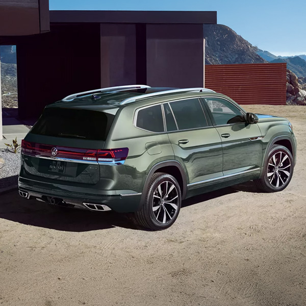 Rear 3/4 shot of the 2026 Volkswagen Atlas parked