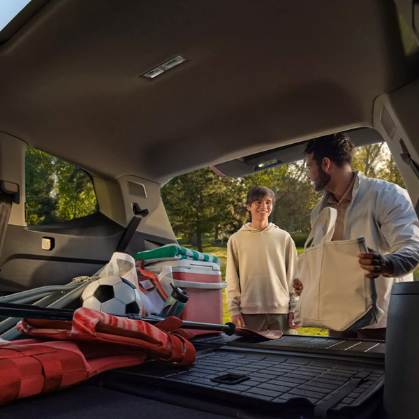 Back seat and trunk interior shot of the 2026 Volkswagen Atlas