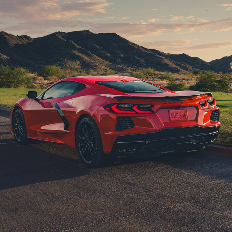 2026 Chevy Corvette Stingray Parked Next to a Driving Range