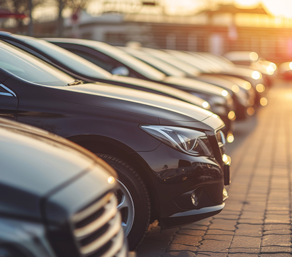 lineup of rental cars