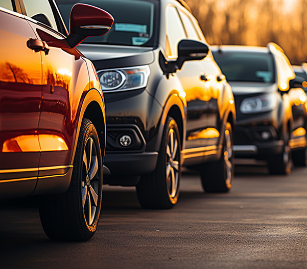 lineup of rental cars