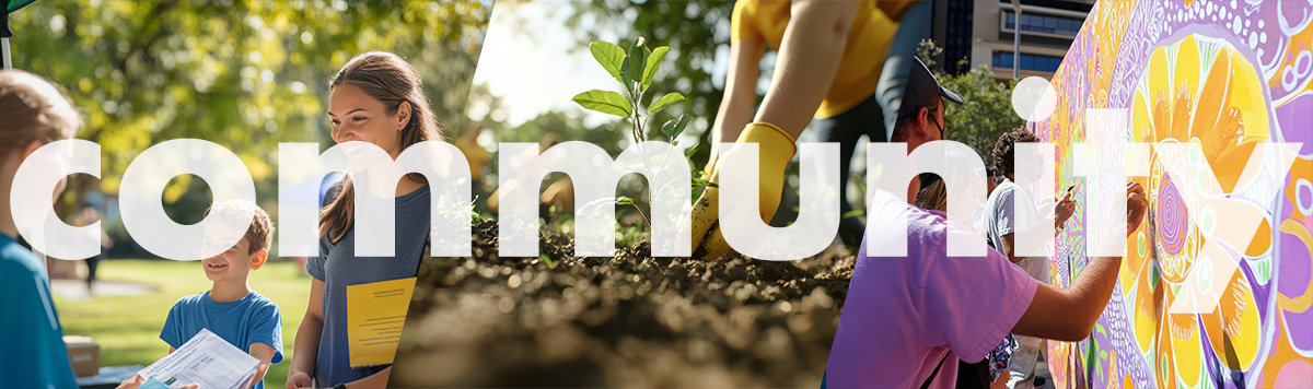 Group of volunteers smiling in meeting circle.