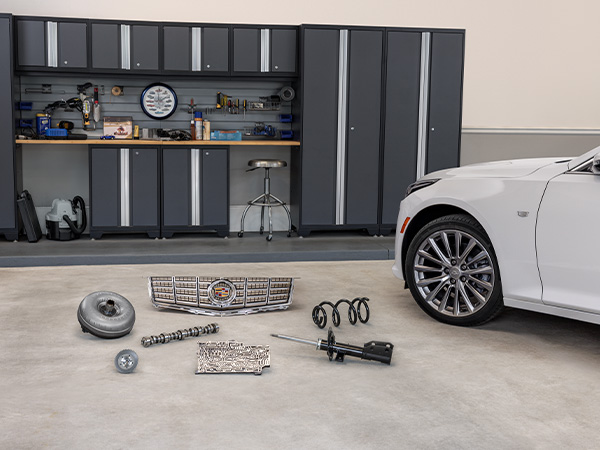 Service tech checking inventory for parts