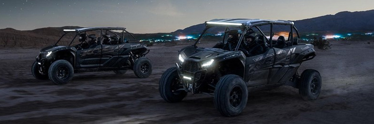 Lineup of Kawasaki ATVs
