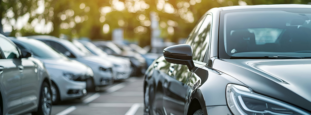 Car parked at outdoor parking lot