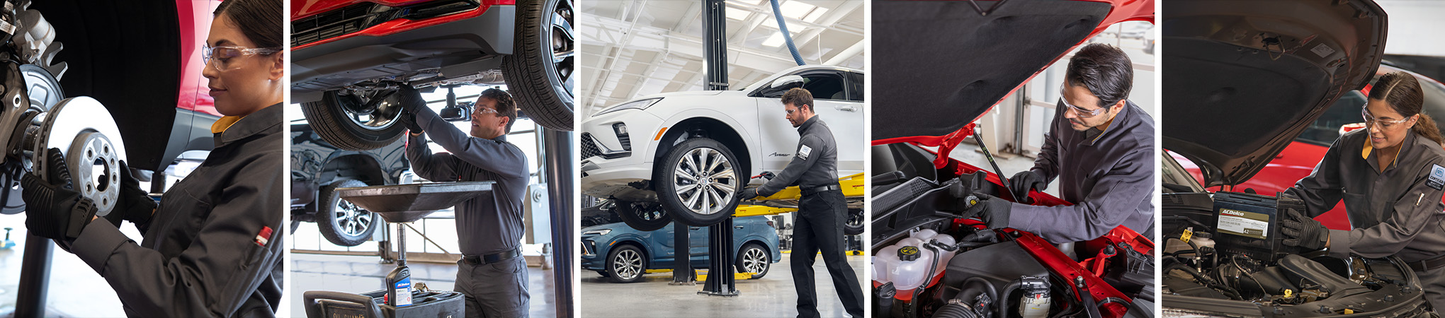 Technicians working on car service