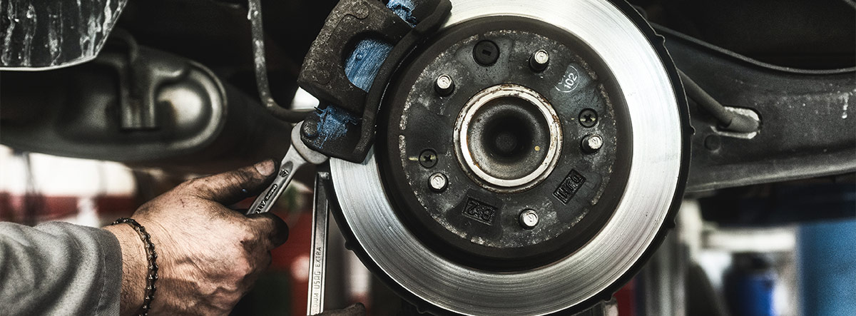 close up of tire brakes