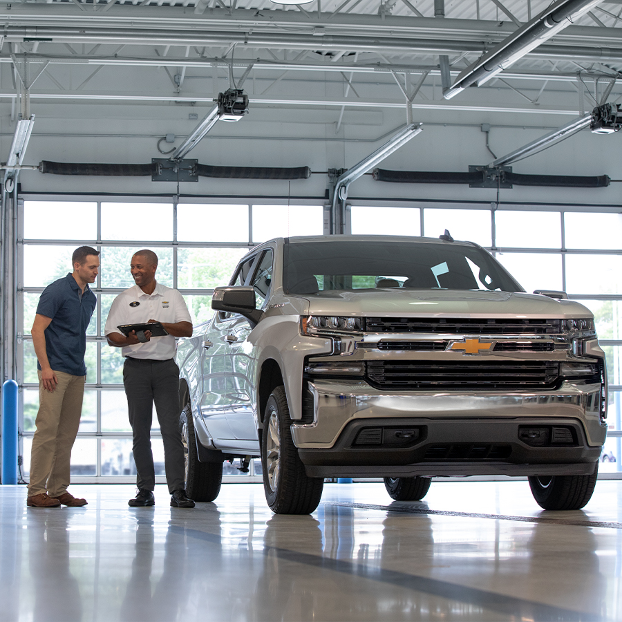 Chevrolet truck being serviced