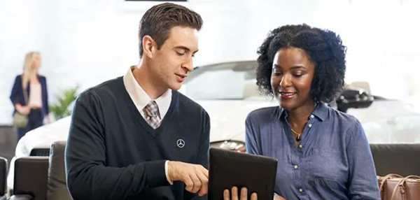 Service associate speaking with customer