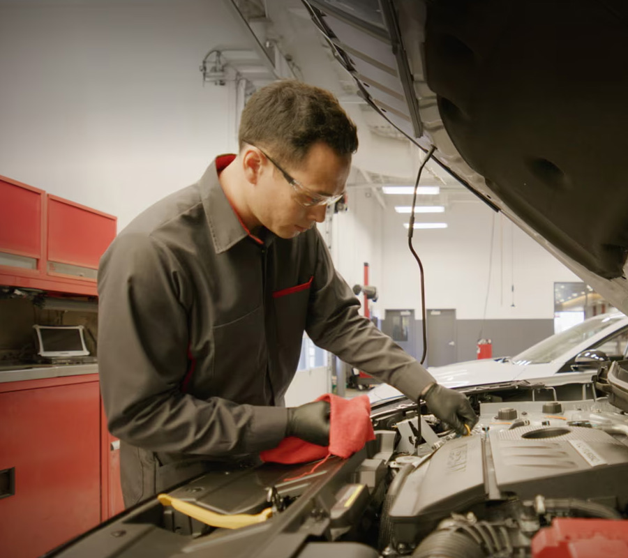 Nissan car being serviced