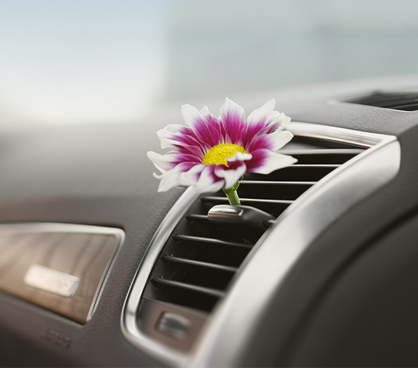 close up of AC vent with flower