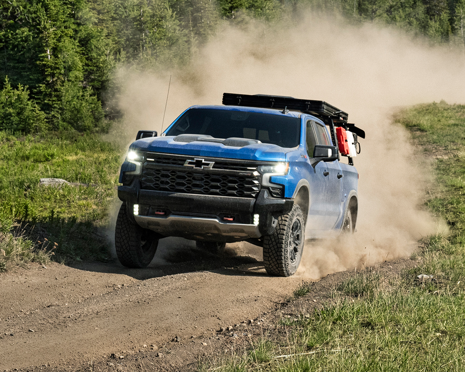 2024 Silverado driving on a dirt road
