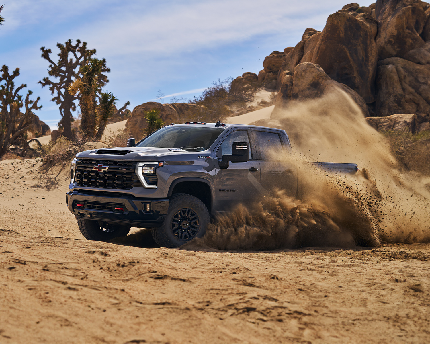 2025 Chevrolet Silverado HD offroading in the desert