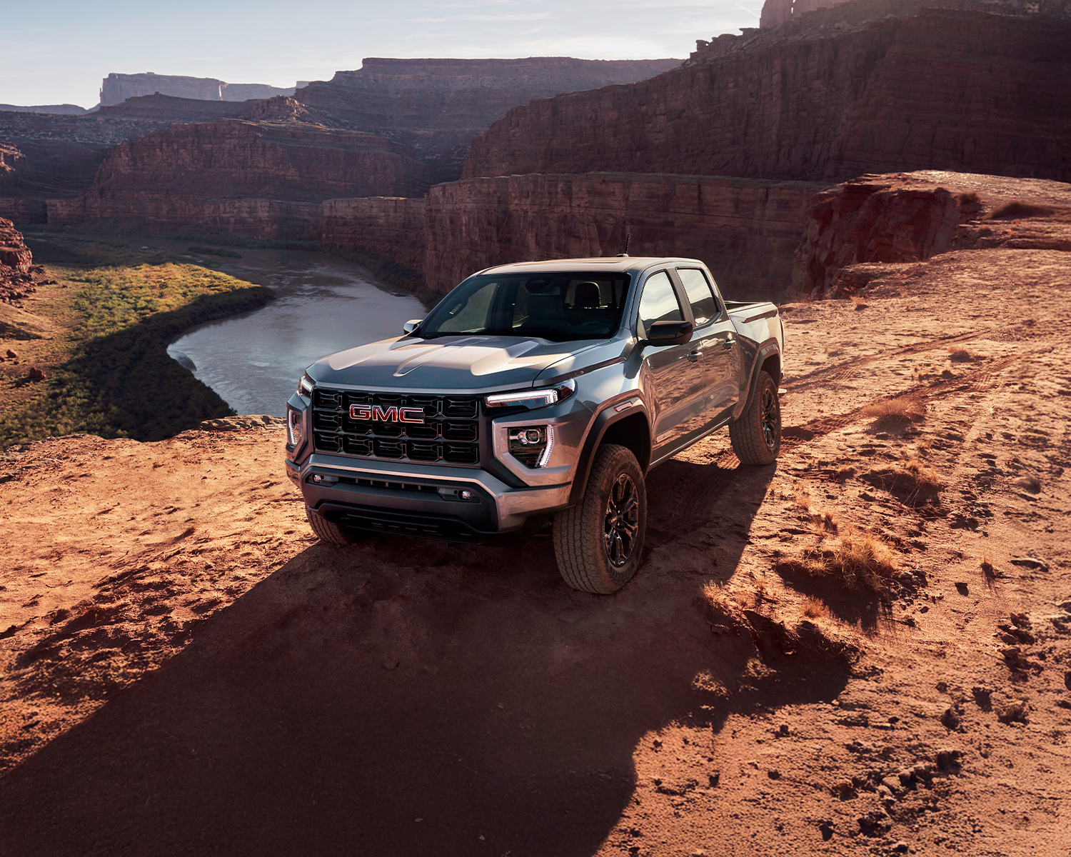 2025 GMC Canyon parked offroad on a rocky terrain