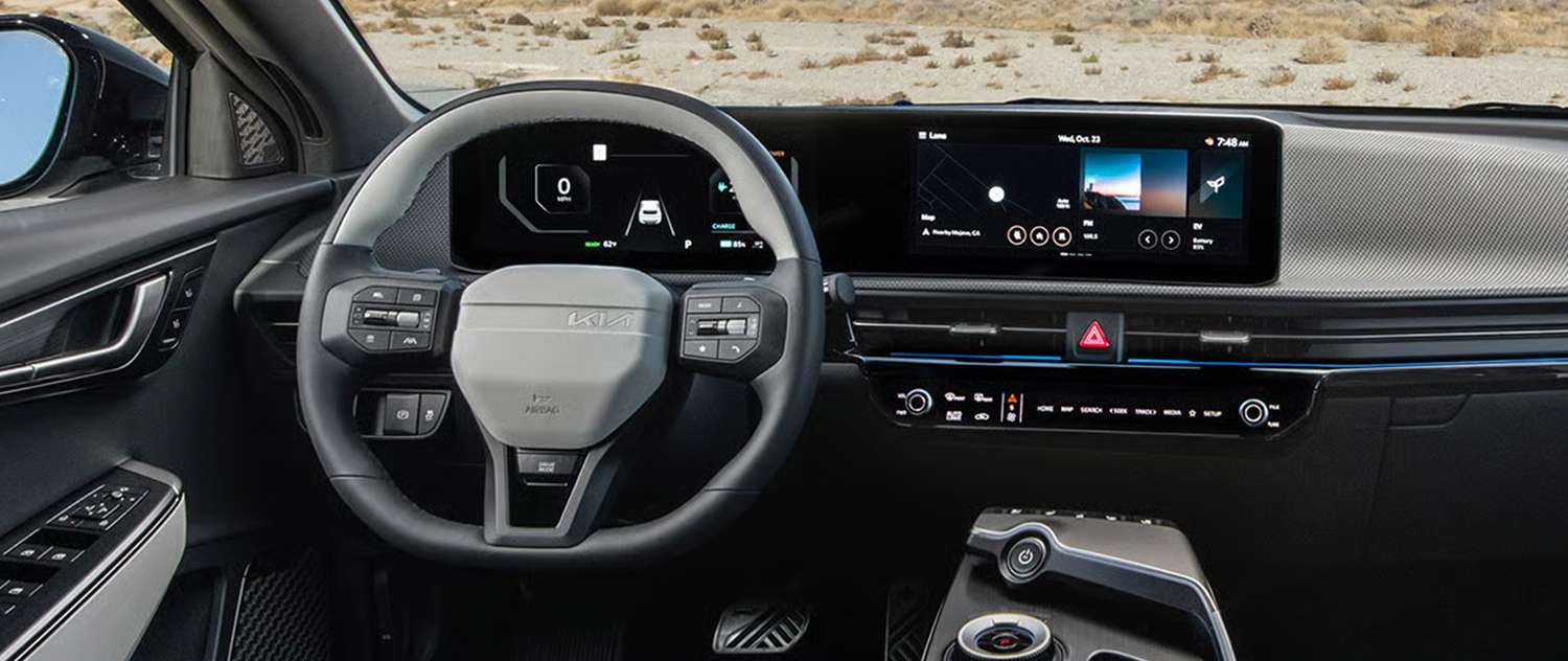 Interior shot of a new Kia EV