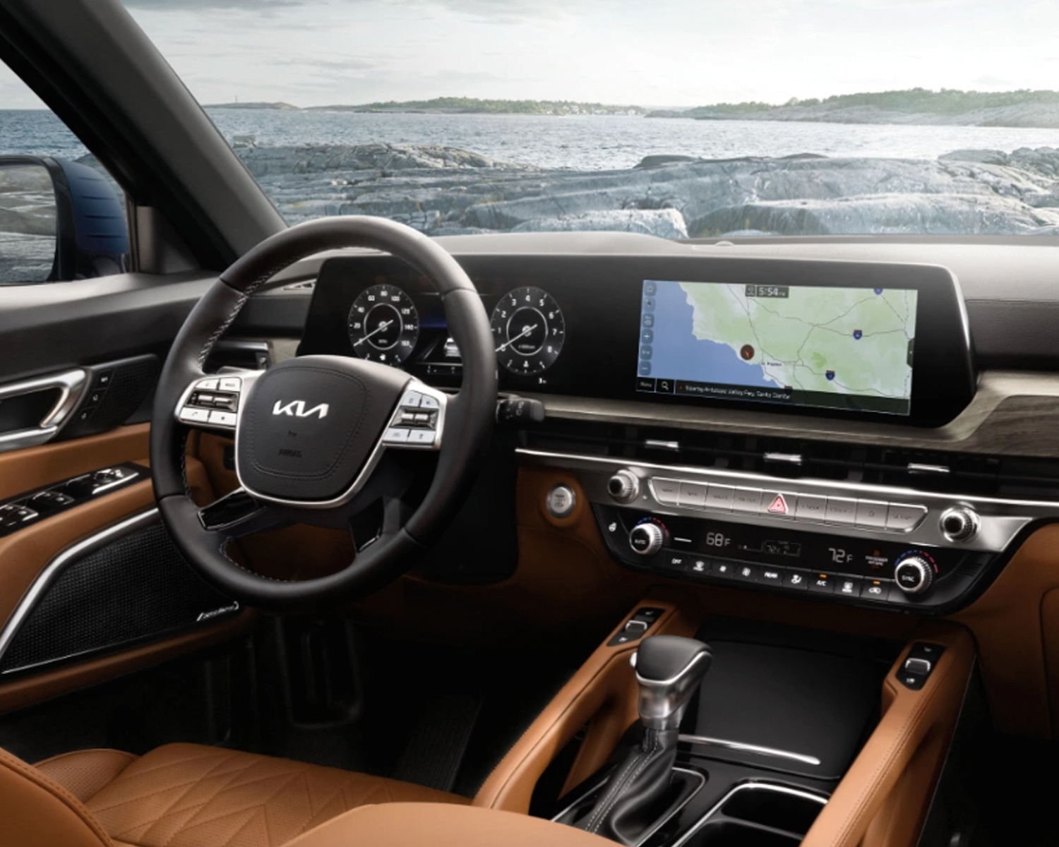 Interior dashboard and steering wheel of 2025 Kia Telluride