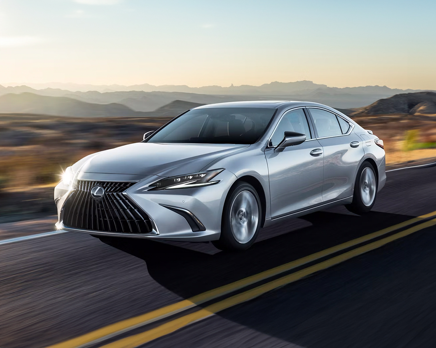 2025 Lexus ES sedan exterior viewed from front three-quarter angle.