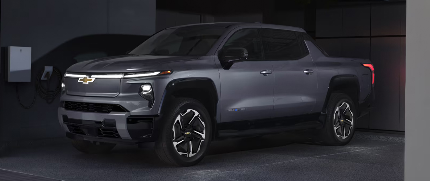New Chevy Silverado EV parked in a garage