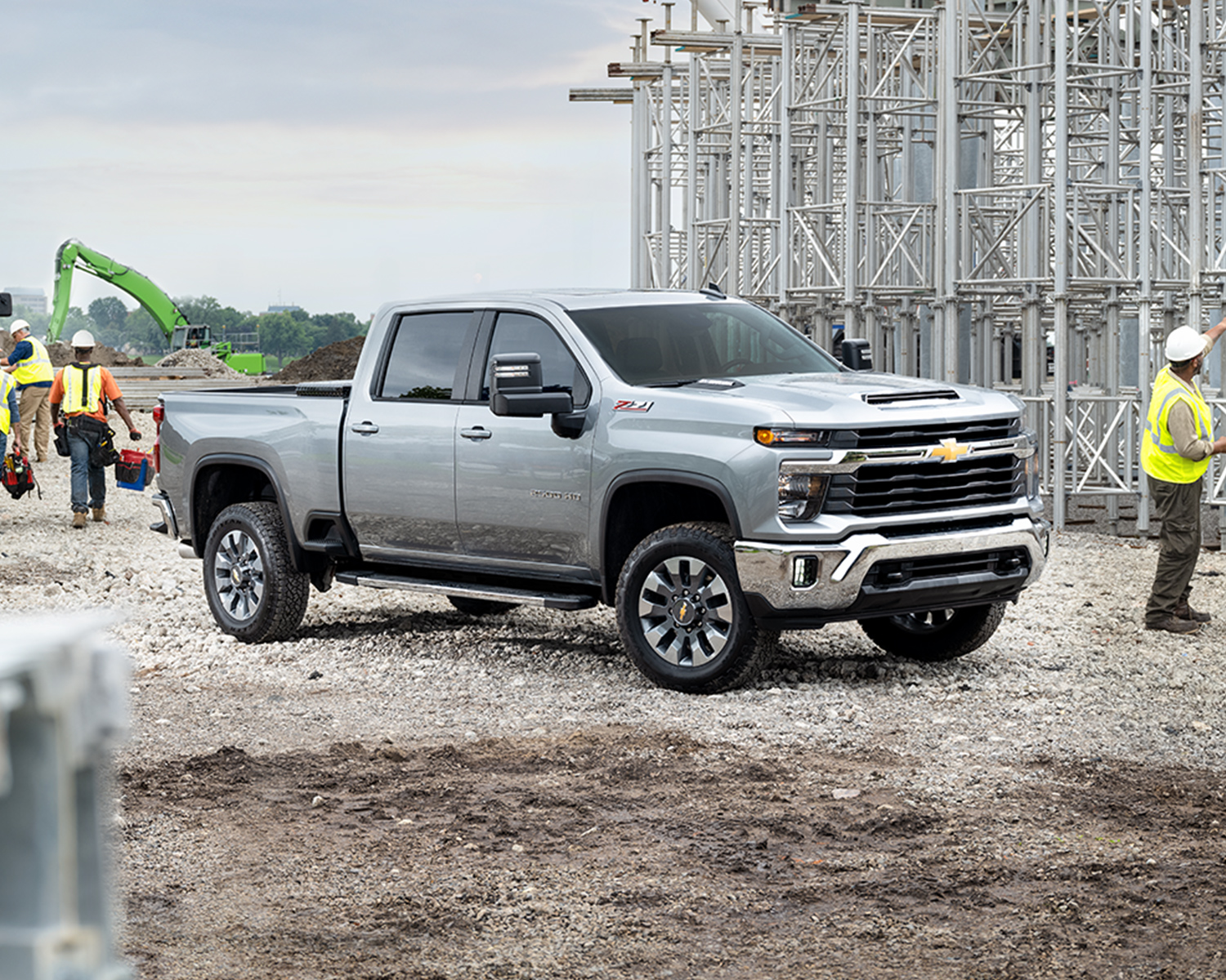 Chevy Silverado HD parked on a construction site