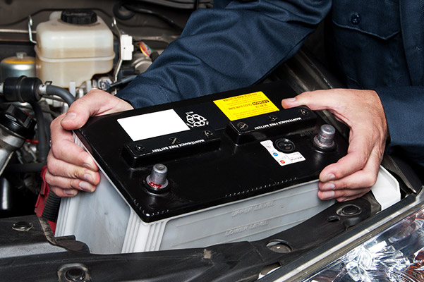 car battery being replaced