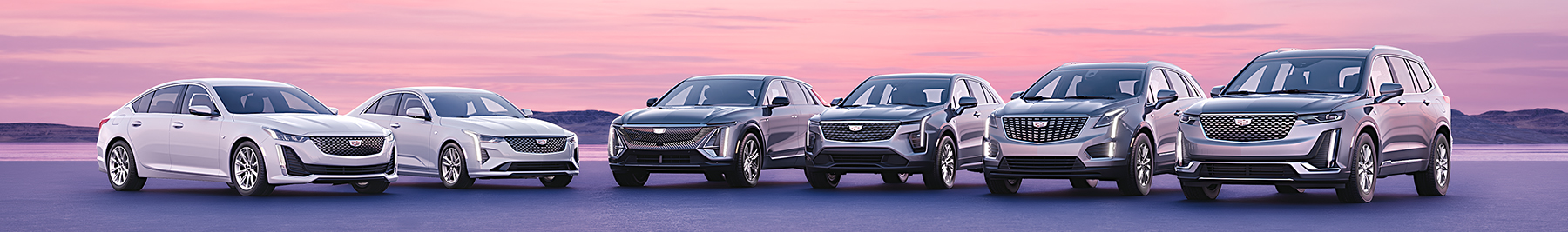 Lineup of Cadillac vehicles