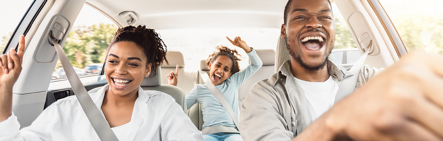 Happy Family in car