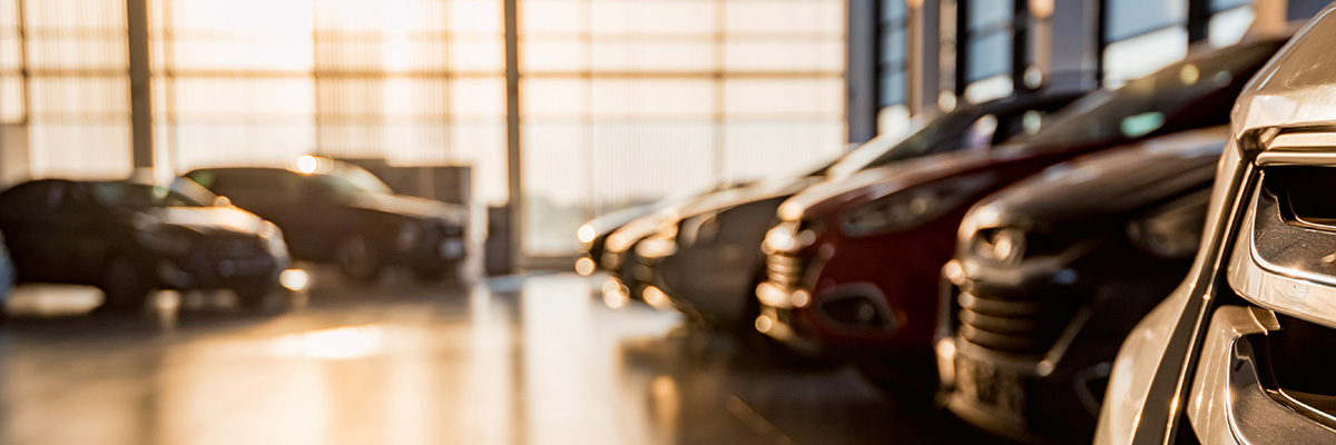 cars on showroom floor.