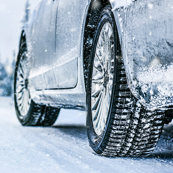 Close-up of snow tires