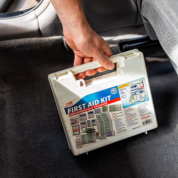 Supplies in the back of car